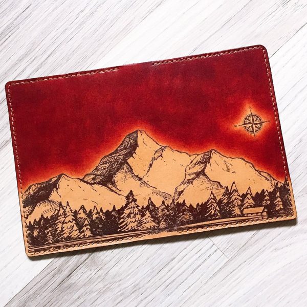 Night sky mountain men Leather Passport Wallet/Passport Cover/Passport Holder/Personalized case cover/travel accessories/gifts for traveller