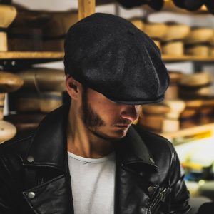 PEAKY Wool 8 Panel Newsboy Cap Baker Boy Hat Mens Gatsby Flat Cap Large Crown Vintage Hooligan Golf Apple Poor Boy Style GRAY