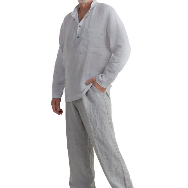 Linen Summer Men’s Clothing, Linen Set, Long Sleeve Shirt and Long Pants, Light Flax Casual Wear, Minimalist Outfits, Comfortable Clothing