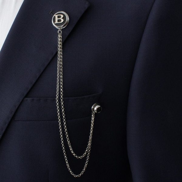 Customized Handmade Chain Lapel Brooch, Personalized Letter Jacket Collar Pin, Gifts For Man, Men’s Jewellery Accessory Wedding Groomsmen