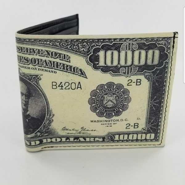 Ten Thousand Dollar Design Inspired Bifold Leather Wallet,Mens Accessories, Handmade & Laserprinted