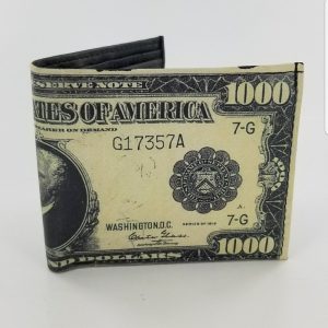 ONE THOUSAND DOLLAR 1918 Design Inspired Bifold Leather Wallet,Mens Accessories, Handmade & Laserprinted.