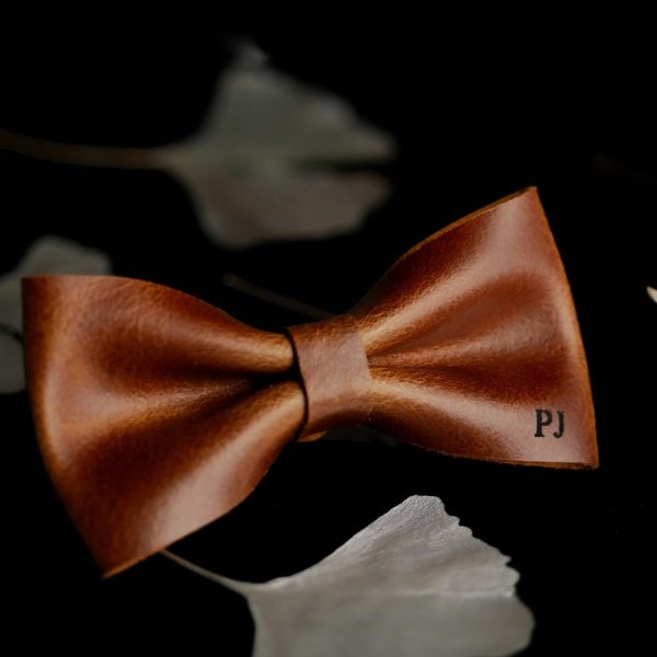 Leather bow tie for men,custom gift for husband or groomsmen gift from bride,brown bow tie handmade unique present for men