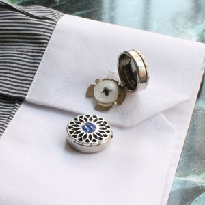 Navy Blue Stones Button Cover Cufflinks, Handmade Cuff Links, Unique Design Men’s Jewelry, Gifts For Him, Wedding Accessory Groomsmann
