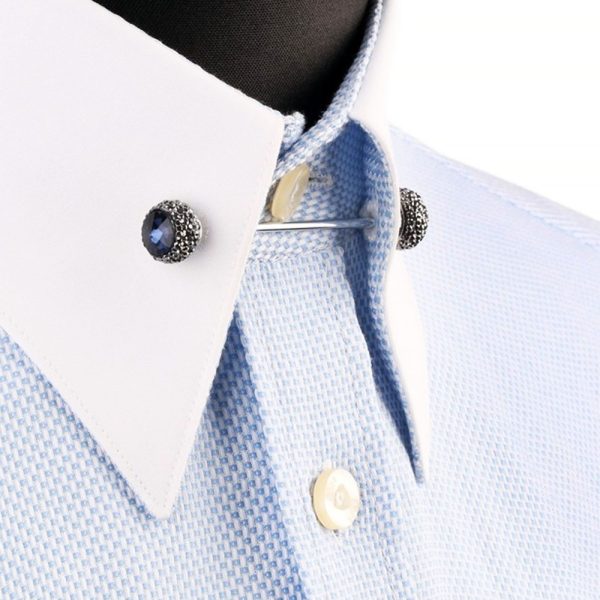 Navy Blue Stone Shirt Collar Pin, Men’s Collar Shirt Pin, Collar Bar for Men, Shirt Accessory Men, Groomsman Shirt Pin, Wedding Shirt Pins