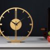 Natural Agate Desk Clock with Gold Roman Numerals – Handcrafted Crystal Timepiece with Wooden Base