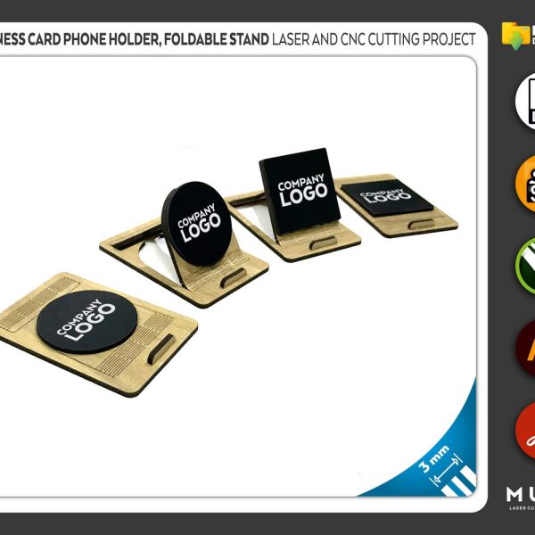 Business Card Phone Holder, Foldable Phone Stand, Laser cut file, CNC files, dxf, svg, cdr, ai, pdf, Vector Templates, Laser Project