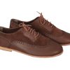 MEN Wingtip Oxford Moccasin Heel Shoes for Businesswoman Matte BROWN Smooth and Suede Leather Handmade, Dress Formal Oxfords Lace Up