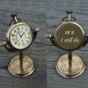 Vintage Brass Table Clock Nautical Antique Pole Stand Victoria Shelf Clock with Stand | Desk Clock | For Bedroom, Office, Study, Living Room