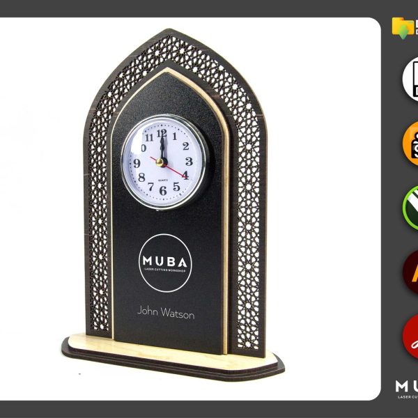 Wooden Desk Clock, Office Product, Co-Worker Gift, Laser cut file, CNC files, dxf, svg, cdr, ai, pdf, Vector Templates, Laser Project