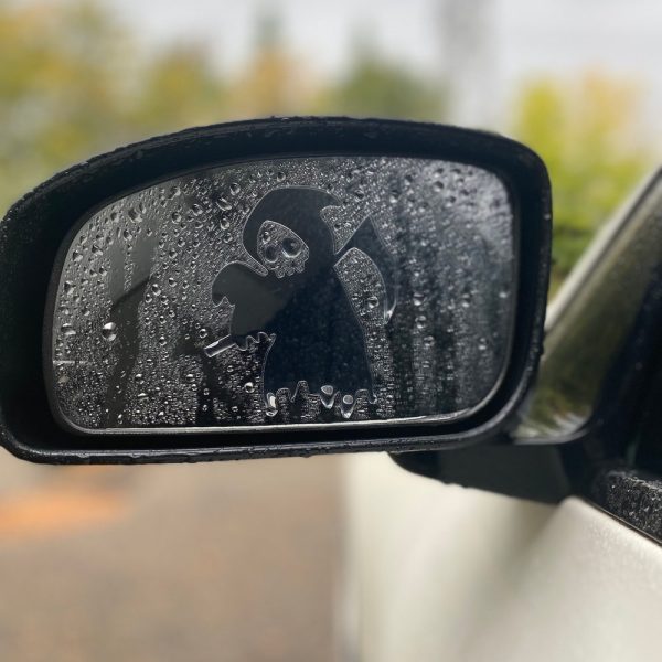 Anti Fog/Rain Grim Reaper Mirror Peeker – Car Accessories – Decals – Handmade
