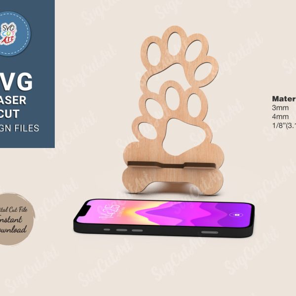 Cell Phone Paws Stand SVG, Smartphone stand dog paws SVG, Smartphone holder laser, Paw phone stand svg, laser cut, Glowforge pattern dxf svg