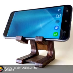 Phone stand. 3mm, 1/8inch, 4mm, 5mm, 6mm, 1/4inch. Laser cut files SVG, DXF, CDR Digital product