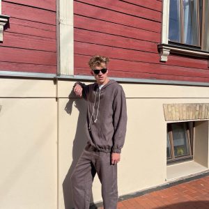 Men’s Linen Sweatsuit / 2-Piece Casual Loungewear / Comfy Hoodie & Drawstring Pants