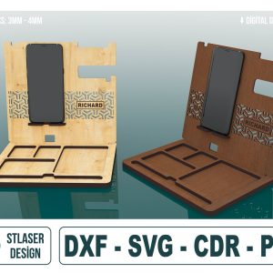 Desk Organiser Laser Cut Svg Files, Dock Station Files, Phone Holder,  Vector Files For Wood Laser Cutting