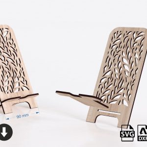8 Design Laser Cut Phone Stand Vector Files, Phone Holder, AI-DXF-SVG Files For Wood Laser Cut