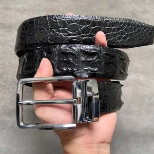 Black Genuine Alligator Horn Leather Skin Men’s Belt W 1.5 Inch , Birthday gifts , Gifts for him