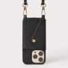 Ultra-Durable Pebbled Black Genuine Leather iPhone Case Crossbody Purse w/ Expanded Wallet Card Pocket – Newest iPhone 16 Series