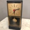 Rare Mid Century Desk Clock Teak and Chrome by Junghans Astro Quartz Eames Age 1960