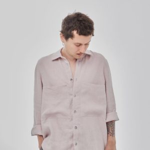 Linen set – Gift for men – Oversize costume – Natural fabric – Lounge wear – Flax clothes – Eco color – Relaxed fit pants and shirt