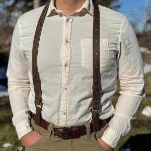 Men’s Brown, Light Brown and Black Leather Suspenders / Wedding Suspenders / Handmade Top Grain Leather Suspenders / Adjustable Suspenders