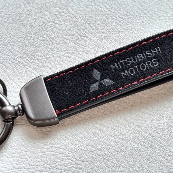 Mitsubishi Keychain Leather Logo Keyring Lanyard Car Accessories Gift For Men Birthday
