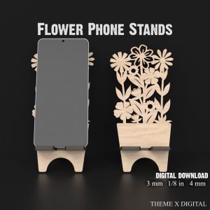 Elegant Floral Cell Phone Stand Svg Laser Cutting Files – Versatile Android / iPhone Stand Phone Holder – Laser Cut Phone Accessories #136