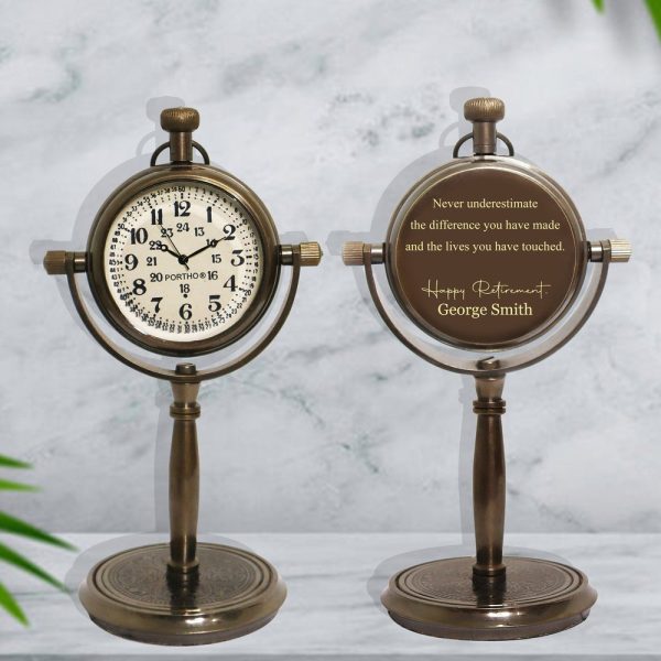 Personalized retirement gift desk clock, Custom engraved gift for men, Motivational gift for colleagues, Gift for co-workers, Gift for him