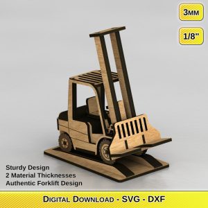 Laser Cut Forklift Phone Stand Files – Authentic, Intricate Design – 2 Material Thicknesses