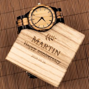 Handmade Watch for Men with Wooden Box Personalised Christmas Gift for Him Dad Boyfriend Accessories Engraved Wood Wrist Watch Anniversary