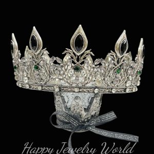 Vintage Silver King Crown, Black Crystal Crown, Silver Knight Crown, Royal Prince Crown, Medieval Crown for Men’s, Halloween Party Accessory