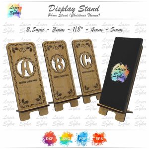 Laser Cut 26 Letter Phone Stand SVG, Christmas Themed Phone Holder, Wooden Phone Holder, Digital Files, Laser Cut Files, Gloweforge Files