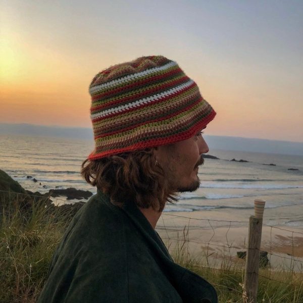 Crochet Striped Bucket Hat Digital Pattern – Colorful Summer Hat, Boho Beach Hat, Trendy Unisex, Retro Striped Sun Hat, Festival Accessory