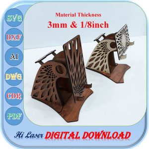 Laser Cut Wooden Phone Stand Files with Adjustable Angle, 3mm 1/8 inch Phone Stand Svg Dxf Ai Cut File