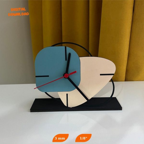 Laser cut wooden table clock bundle svg file Glowforge home decor clock svg cricut Table clock cnc vector template Desk clock table dxf