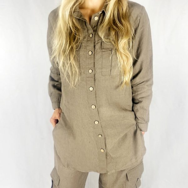 Cargo Pants and Shirt Set, Linen two piece set Jacket and Cargo Pants with Pockets, Linen Travel & Lounge Set, Mothers Day Gift