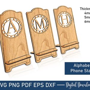 26 Letter Phone Holder Laser Cut Svg File, Phone Stand Laser Cutting File, A-Z Alphabet Phone Stand Cricut, Wooden Phone Stand, Digital File