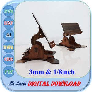 Phone Stand with Rotary Angle Laser Cut Files, 3mm 1/8inch Phone Holder Svg Dxf Ai