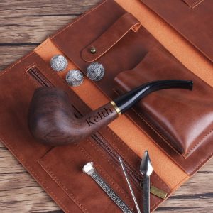 Personalized Engraved Wooden Tobacco Pipe – Handcrafted Pipe Set with Smoking Accessories, Birthday Gift for Dad, Custom Groomsmen Proposal