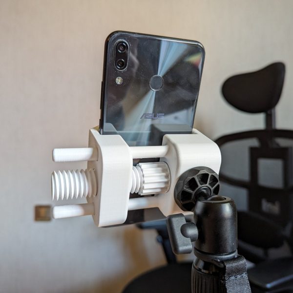 Phone holder clamp for 1/4″ tripod – STL file, phone stand, phone support, smartphone, 3D printing, office accessory
