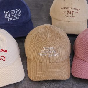 Customized personalized embroidered text/logo hat – Corduroy handmade baseball cap for men and women – Corduroy warm soft topduckbillcapgift