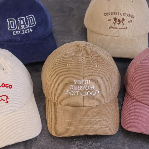 Customized personalized embroidered text/logo hat – Corduroy handmade baseball cap for men and women – Corduroy warm soft topduckbillcapgift
