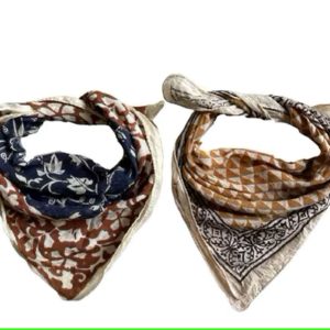 Set of 2 Organic Cotton Bandana man/woman, Block Print bandana, Bandana Scarf, Paisley Design Scarf, Winter Scarf, bandanna