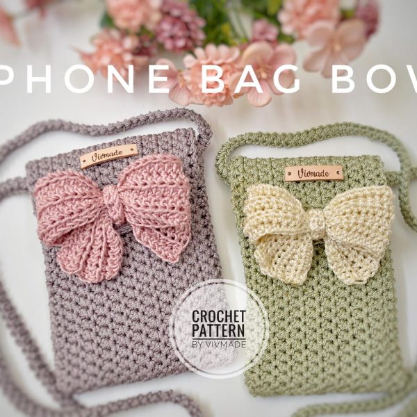 Crochet phone bag | Crochet Pattern phone bag | Crochet phone bag with bow | Cute bow | Video tutorial.