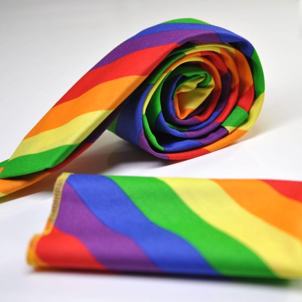 Men Unisex Rainbow 100% Cotton Handmade Skinny Neck tie Necktie Pocket Squares
