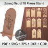 Cellphone stand cdr file for Laser machine Gloweforge, Phone holder dxf, Docking station laser cut file, Cricut different size wood plywood