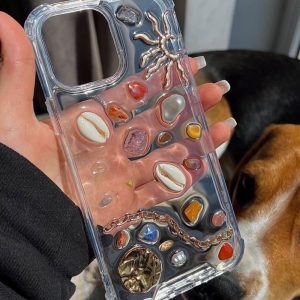 Resin aesthetic phone case, decoden phone case for iPhone 16 15 14 13 12 11 pro max plus mini case, Dream series Sun