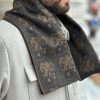 Luxury Cotton Scarf for Executives | Reversible Brown and Black Paisley Design | Handmade and Gift-Ready.