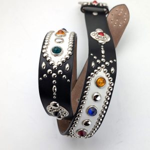 Handmade Studded Leather Belt Western Style No9 Size Order Belt Biker Black Genuine JPN