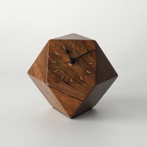Luxury Walnut Desk Clock – Modern Geometric Design, Silent Movement, Unique Handcrafted Wooden Table Clock | Personalized Gift